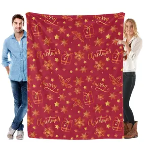 Christmas flannel blanket, soft red plush wool comforter, suitable for sofas, beds, and lounge chairs. It is an ideal gift for children, adults, wives or oneself.