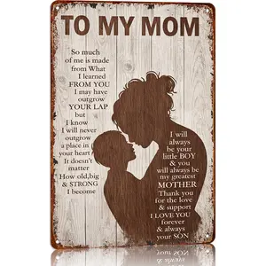 To My Mom Metal Sign Mother's Day Aluminum Sign Vintage Home Wall Decor Signs Birthday Gift For Mom From Son For Kitchen