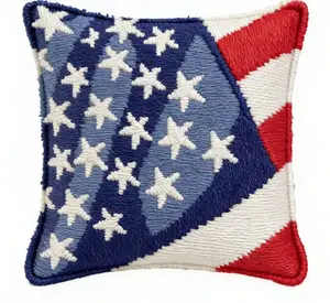 latch hook kits for adults Latch Cushion pcs, Beautiful Retro star flag pattern pattern pre-print Pillowcase, for or Beginners Adults to Knott, DIY Latch Hook pcs, 43cm x 43 cm/17inx17in( Retro star flag pattern)