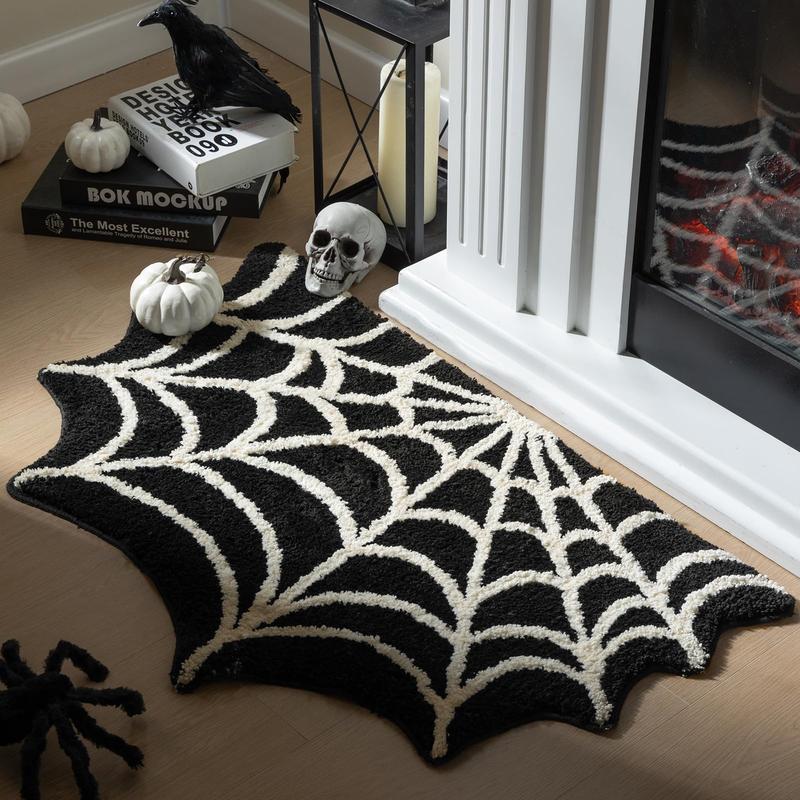 Spider Web Pattern Fluffy Area Rug, 1 Count Non-slip Soft Floor Mat ...
