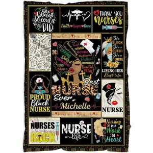 Nurse Blanket Gift for Women, Black Nurse Gifts for Nurses Day, Birthday RN Blanket Gifts for New Nurses Nursing Student, Nurse Convocation Gift, Nurse Practitioner Gift