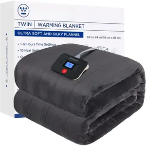 Electric Blanket  Size, Super Cozy Soft Flannel 62"" x 84"" Heated Blanket with 10  Heating Levels & 1-12 Auto-Off, Machine Washable, ETL&FCC Certification, Charcoal