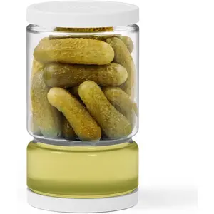 Glass Pickle Jar with Strainer Flip for Pickle Lover - 45OZ Leakproof Airtight Juice Separator for Olive, Gherkin or Chilli, , Dishwasher and Refrigerator Safe (White, 45 oz*1 pack)