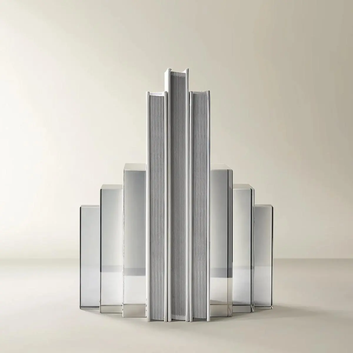 Z Gallerie Lucca Crystal Bookends - Mirrored Graphite, Modern Geometric Architectural Organizer Stand, Large Decorative Accent Desk Setup Accessory, Office Organizer, Bookshelf Accessory, Desk Setup Accessories