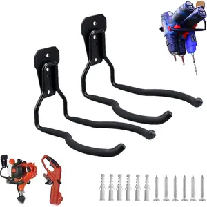 Garden Power Tool Hanger, 2 Pcs Metal String Trimmer Wall Mount Hanger, Weed Eater Storage Hook for Garage Wall, Weed Eater Organizer Wall Mount, Garage Hook for Hanging Weed Eater