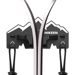 Hikeen Ski Wall Rack for Garage – Vertical Ski Storage & Display with Mountain Design, Space-Saving Holder Fits Most Skis