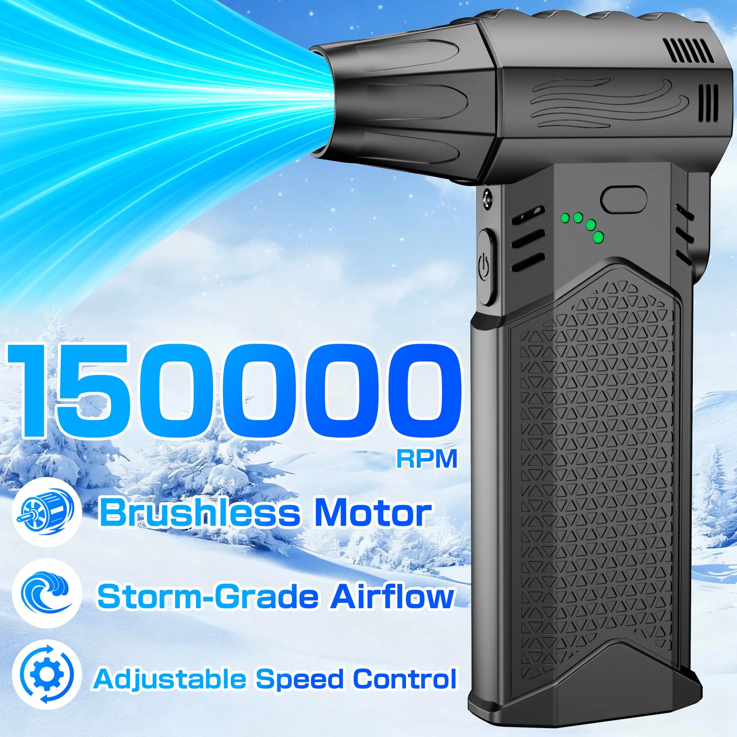 2-n-1 blower/suction turbojet fan15o0oo RPM, 3 air outets, electric dust collector, portable Type-C rechargeable brushess powertul fan, automotive accessory turbojet fan, High Speed Blower, Strong Blower