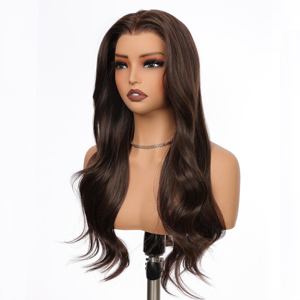 Iris - MaxFull Dimensional Espresso Mocha Wig | Ultimate Brunette Melt Wavy, 20 inches, 13×5 Skin-Melt Transparent Lace Front, Free Part, Built-In Faux Scalp, Natural Looking Wig