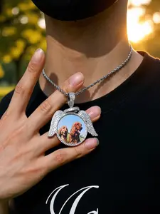 Hiphop Creative Design Angel Wings Pendant Necklace, Stainless Steel Sweater Chain Jewelry, Unique Personalized Accessory