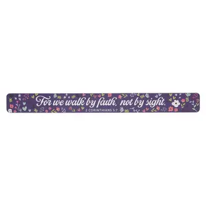 We Walk by Faith Purple Floral Large Magnetic Strip - 2 Corinthians 5:7