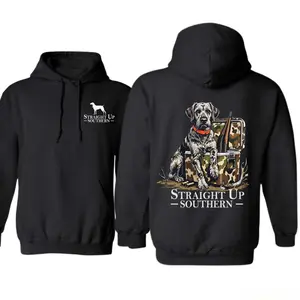 Straight Up Southern Hoodie - Pullover With Hunting Dog And Camo Gear , Outdoor Adventure , Warm Fall And Winter Outfit , Casual Southern Style Hoodie , Hunting Season Apparel , Gift For Dog Lovers And Hunters Classic Menswear Tops