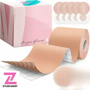 Boob Tape Breast Lift Tape for Large Breasts with 2 Pcs Nipple Covers Invisible Boobtape for A-G Cup Breathable Clothes Womenswear Everyday Party Seamless