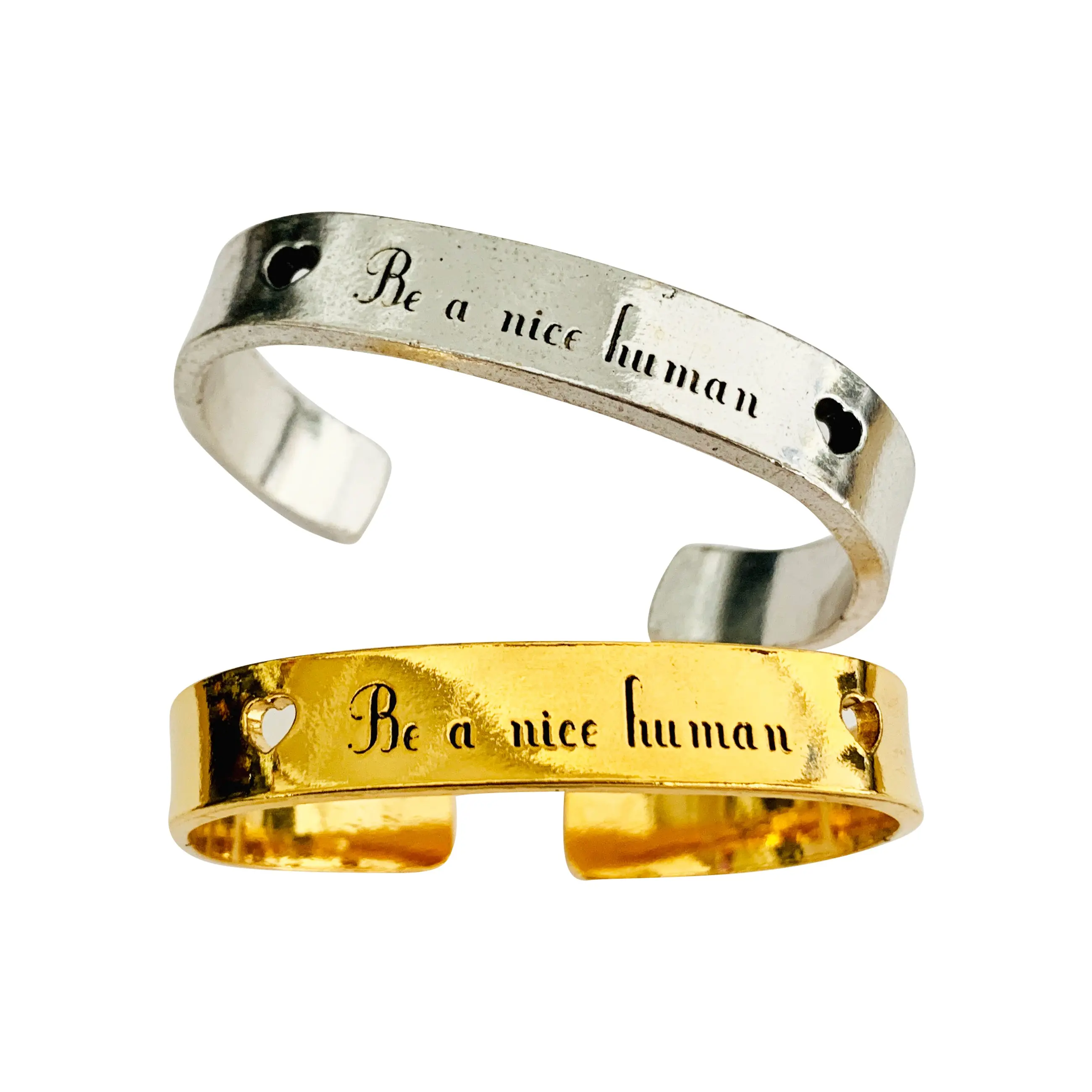 Be a Nice Human Hand Stamped Cuff Bracelet