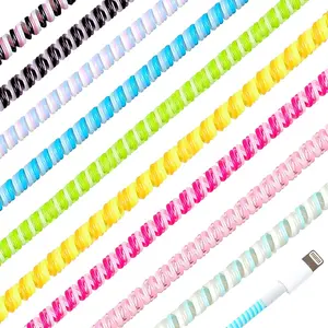 10 Pcs Spiral Cable Protector, Chargers Cable Protector Data Cable Protective Sleeve Headphone Saver Charger Protective Cover for Phone USB Prevent Pets from Biting The Cable (Vivid Colors)