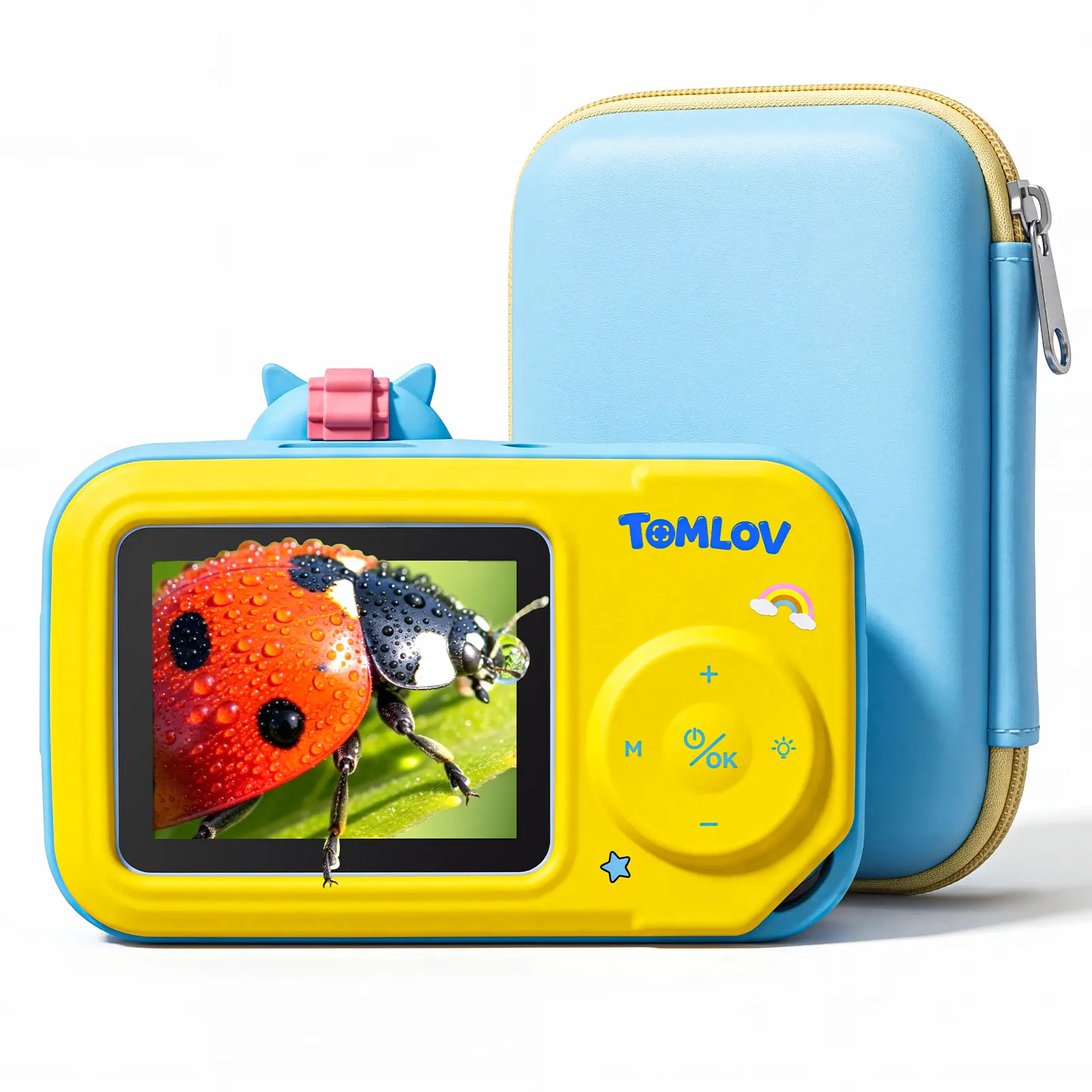 TOMLOV P50K 2.4" Handheld Digital Microscope for Kids, STEM Toys, Blue, 500X Magnifying Glass, Custom EVA Case, 16MP Photo/Video, PC View, Pocket Science Kit Birthday Gift for Boys Girls Age 6-12