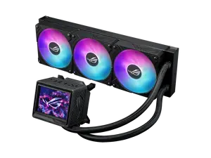 ASUS ROG RYUYJIN III 360 ARGB EXTREME all-in-one AIO CPU liquid cooler, AMD Ryzen 9000 & Intel® Core™ Ultra Ready, Asetek Gen8 V2 pump; high airflow & static pressure magnetic fans; customizable 3.5" LCD