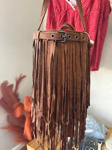 Long fringe bucket bag