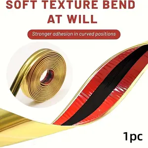 5meters 1pc PVC Self-Adhesive Decorative Strip For Background Wall,Luxury Metallic Glossy Wall Corner Decorative Trim,Frame Decoration Line Background Wall Decoration,Yin Yang Corner Decoration Strip