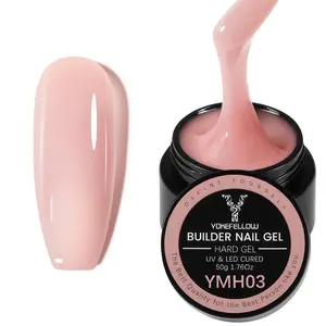 YOKEFELLOW Builder Nail Gel YMH03 Light Nude Pink 50g 1.76oz HEMA-free TPO-free Self-Leveling Hard Gel Nail Extension Gel UV LED Lamp Cured for or Beginners & DIY Home Salon Manicure