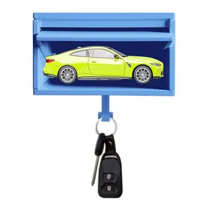 Car Garage Key Holder with Opening Door, Key Holder for Wall, Small Toy Car Garage with Opening Door, Easy Installation Keys Rack for Entryway