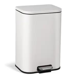 🗑️ Crisp White 12L Step Trash Can – Soft Close, Fingerprint-Proof & Space-Saving! Perfect for kitchen, office & bathroom. Link in bio!