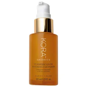 KORA Organics  Mini Turmeric Glow Foaming Cleanser - Face Wash & Cleansers 1.01 OZ (30 ML) Leaves skin looking radiant and feeling soft and smooth with a natural glow, Vegan, NON-GMO, All skin types
