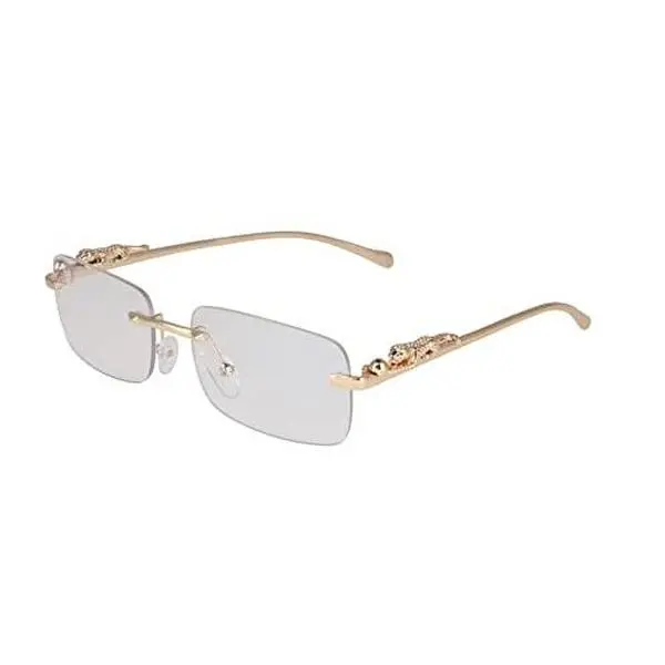 FLAWLESS EYEWEAR Rimless Oversized Sunglasses for Women Men Rectangular Frameless Fashion Shades (Clear)