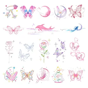 21 Sheets Butterfly Temporary Tattoo, Realistic Multi-colored Waterproof Fake Tattoos Stickers for Women Festival Halloween