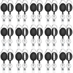 30 count Retractable ID Badge Holders with Carabiner Reel Clip, Retractable Lanyards for  and Cards