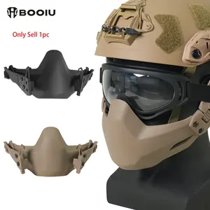 BOOIU Tactical Half Face Folding Mask Nylon Adjustable Hunting Paintball Protective Masks Helmet Accessories