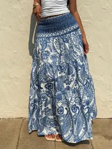 Women's Bohemian Print Maxi Skirt, Womenswear Boho Casual Daily Wear, Summer Vacation Style, Perfect for Spring and Summer, Comfortable and Stylish