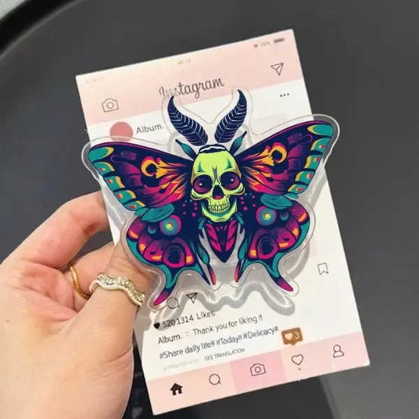 Skull Moth MagSafe Phone Grip, Gothic Deaths-head Hawkmoth Griptok, Witchy Moon & Stars Phone Stand, Mystical Celestial Accessory, Dark Aesthetic Moth Gift, Occult Inspired