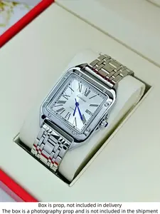 Top luxury Huashan Dushi high-end men's watch quartz men's watch square dial steel strip Roman numeral scale calendar display waterproof business leisure watch for personal use and gifts Square Dial Wristwatch Stainless Steel Watch