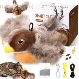 Electric Cat Toy Flying Bird Interactive, Smart Sensor, Shaking Sound, Rechargeable, Indoor Play, Suitable for Kitties, Kitten and Pets