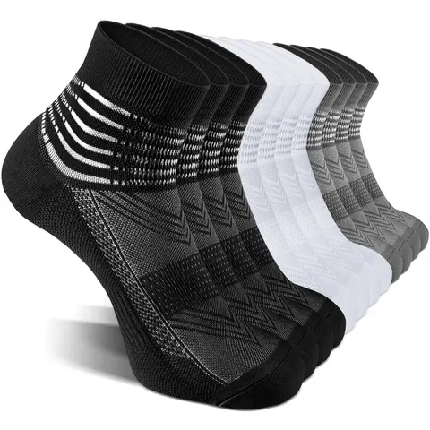 IRAMY Women's Compression Ankle Support Socks (6 Pairs) - Coolmax, Cushioned, Breathable, High-Elastic, Lightweight, Dry - For Athletics, Plantar Fasciitis Relief, Compression Socks Women, Dry Ankle Socks, Comfortable Breathable Lightweight Ankle Socks