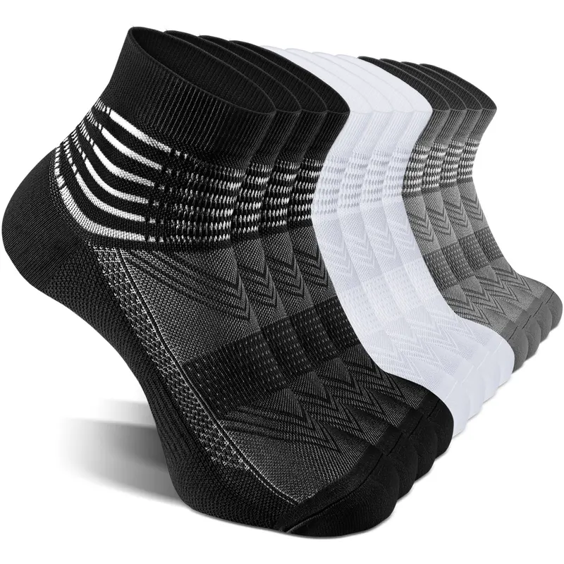 IRAMY Women's Compression Ankle Support Socks (6 Pairs) - Coolmax, Cushioned, Breathable, High-Elastic, Lightweight, Dry - For Athletics, Plantar Fasciitis Relief, Compression Socks Women, Dry Ankle Socks, Comfortable Breathable Lightweight Ankle Socks