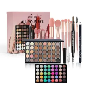 POPFEEL Professional Eye Makeup Gift Set – All-in-One Eye Kit with Eyeshadow Palette, Eyeliner, Brow Pencil & Mascara for Flawless Daily & Special Occasion Looks