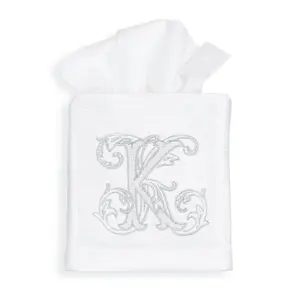 Embroidered Tissue Box Cover with Single Letter Vine Monogram