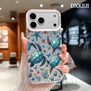 Marine Life turtle Shell Starfish Pattern Trendy Phone Case for iPhone 17 16 Pro Max 15 Plus 14 13 12 11 Air Plus Shockproof Anti-Scratch Durable TPU Back Protective Cover Cellphone Casing