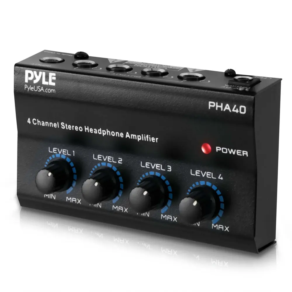 4-Channel Stereo Headphone Amplifier - Compact Design, Cleaner Audio, 4 TRS Connectors, Versatile Connector for Recording Use