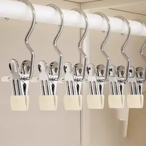 10pcs Set Three Character Clip Hook, Stainless Steel Clothes Drying Clips, Seamless Storage Hat Clips, Home Shorts Fabric Socks Clips