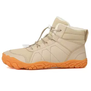 Unisex Winter Fleece Lined Thick Sole Snow Boots Barefoot Comfort Yellow Boots