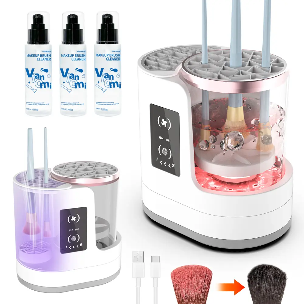 Electric Makeup Brush Cleaner Machine & Makeup Brush Cleaner Set, Portable Automatic USB Beauty Brush Cleaning Tool, Home Beauty Tool, Automatic Brush Washer, Makeup Brush Cleaner Solution for Brushes, Sponge and Puff, Makeup Brush Dryer