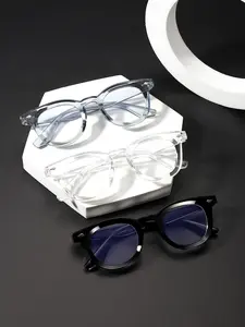 Unisex Square Frame Casual Glasses, Transparent Lenses for Work Reading Office Wear, Trendy Daily Use Eyewear, 3-Pack Set