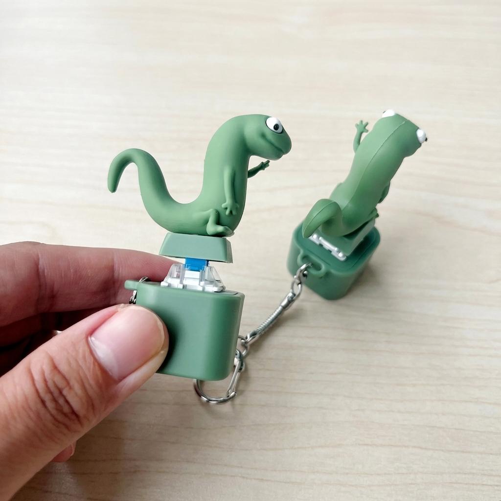 Lizard Sound Button Keychain,Lizard sound button, simulation lizard keychain,Decompression Creative Sensory Fidget Unwind,Valentine's Day gift