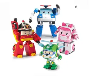 Robocar Poli 4-Pack Transforming Robot Toys (Poli, Amber, Roy, Helly), 4" Transformable Action Figures, Emergency Vehicle Playset for Kids Age 1-5