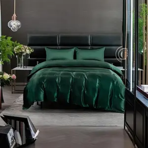 Solid Color Satin Duvet Cover Set, 1 Count Duvet Cover & 2 Counts Pillowcase without Filler, Soft Comfortable Bedding Set for Home Bedroom