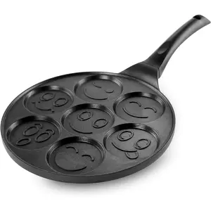 Happy Face Emoji 10.5 Inch Aluminum Nonstick Pancake Maker Pan with Cool Touch Handle