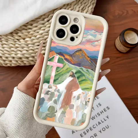 Christian Mountain Scene Silicon Protective Casing for iPhone 11-17, Pro Max, X, XS, XR, XS Max - Soft TPU, Shockproof Cellphone Protector Accessories