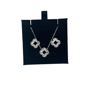 Clover Necklace & Earring Set 925 Sterling Silver  Dainty Lucky Clover Jewelry Gift for Women
